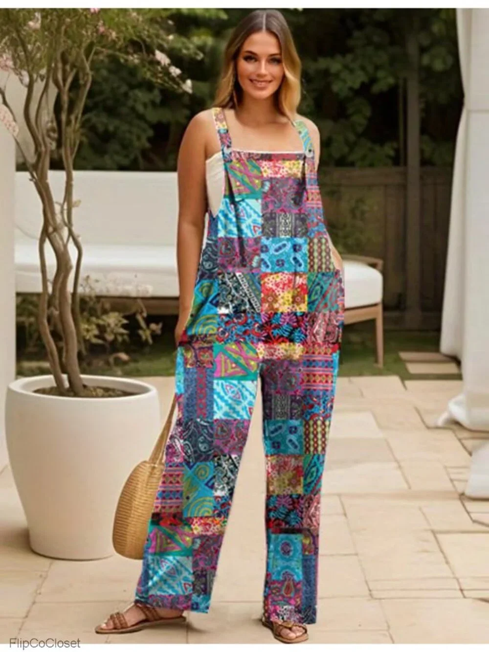 Women's Cotton Loose Fit Bib Overalls Jumpsuit Romper